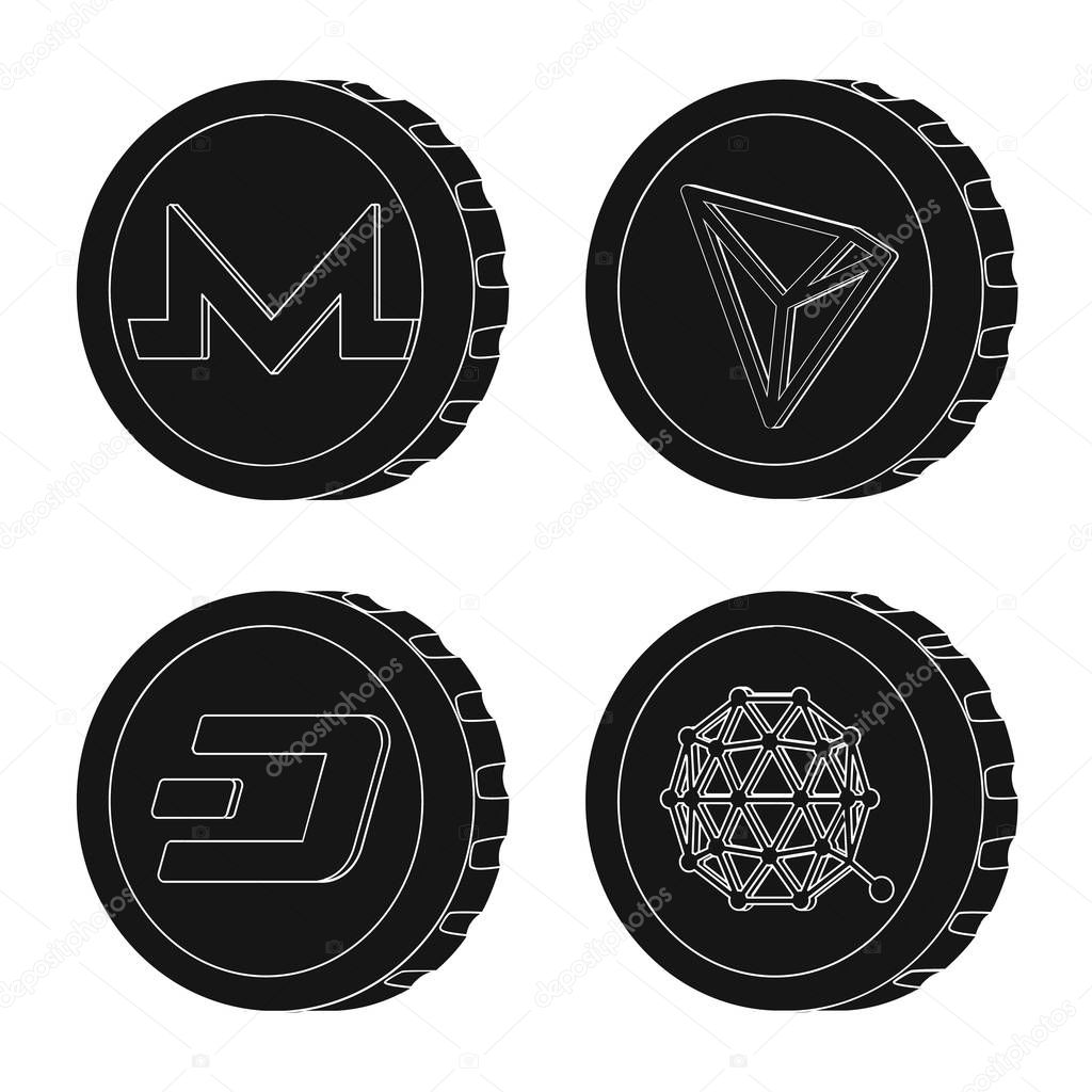 Vector illustration of cryptocurrency and coin symbol. Set of cryptocurrency and crypto stock vector illustration.