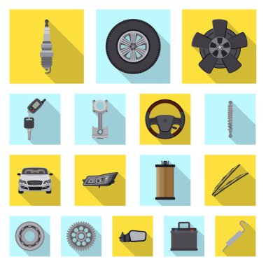 Otomatik ve parçası sembol yalıtılmış nesne. Web için oto, araba hisse senedi simgesi kümesi.