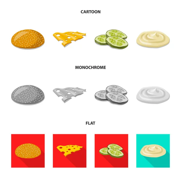 Geïsoleerde object van Hamburger en sandwich pictogram. Set hamburger en segment voorraad vectorillustratie. — Stockvector