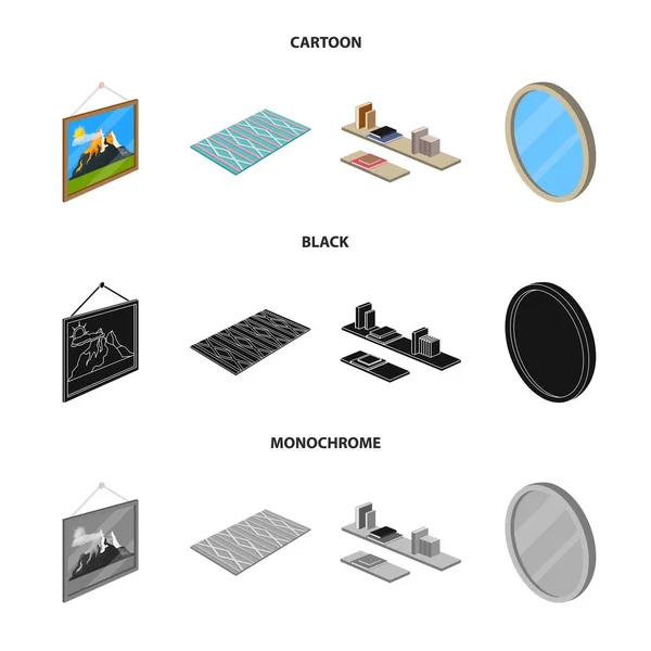 Conception vectorielle de chambre à coucher et icône de la chambre. Collection de chambre à coucher et meubles illustration vectorielle de stock . — Image vectorielle