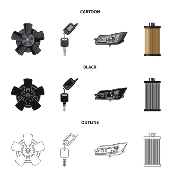 Vektor design av auto och en del ikonen. Samling av auto och bil lager vektorillustration. — Stock vektor