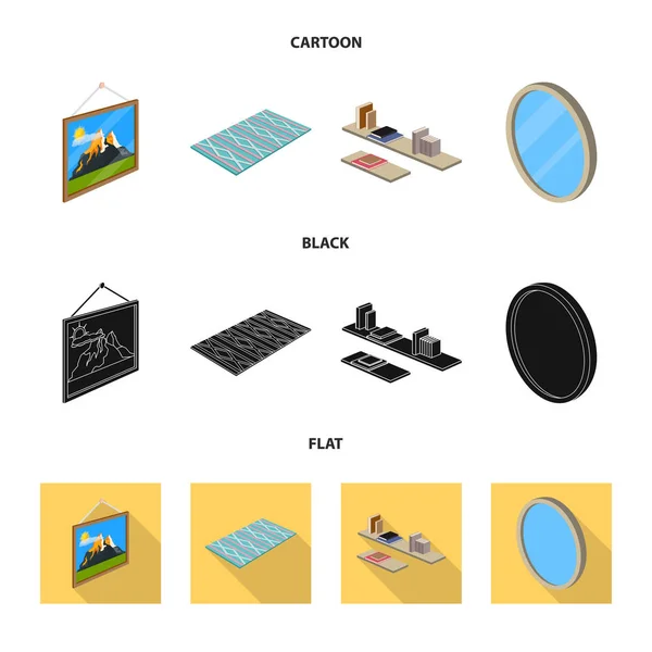 Oggetto isolato di camera da letto e logo della camera. Collezione di camera da letto e mobili stock symbol per il web . — Vettoriale Stock