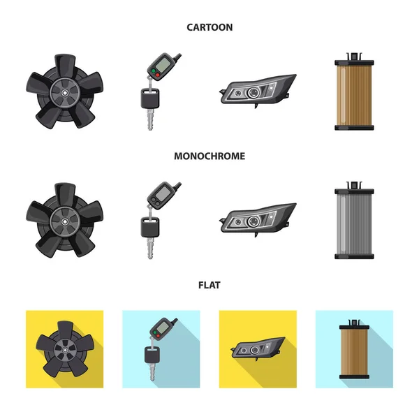 Diseño vectorial de auto y símbolo de parte. Colección de auto y coche símbolo de stock para la web . — Vector de stock