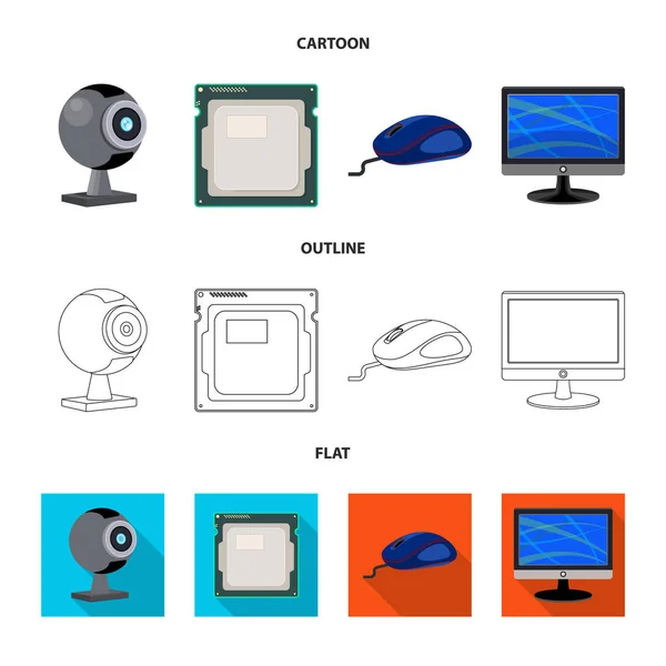 Illustration vectorielle de l'ordinateur portable et du symbole de l'appareil. Collection d'ordinateur portable et le symbole stock serveur pour le web . — Image vectorielle