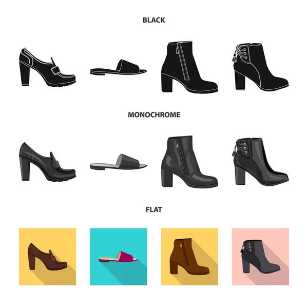 Vektor-Design von Schuhen und Frauensymbol. Kollektion von Schuhen und Fußstock-Vektorillustration. — Stockvektor