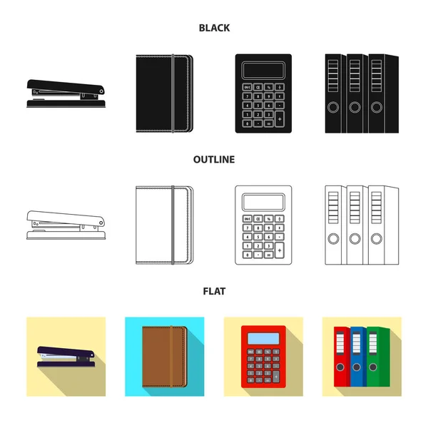 Ilustración vectorial del letrero de oficina y suministro. Conjunto de oficina y escuela símbolo de stock para la web . — Archivo Imágenes Vectoriales