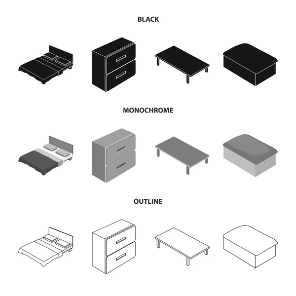 Objet isolé de la chambre à coucher et symbole de la pièce. Collection de chambre à coucher et meubles icône vectorielle pour stock . — Image vectorielle