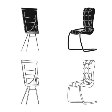 Mobilya ve iş logo yalıtılmış nesne. Koleksiyon Mobilya ve ev hisse senedi vektör çizim.