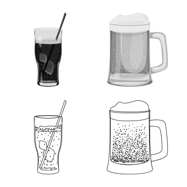 İçki ve bar simge vektör tasarımı. İçki kümesi ve hisse senedi için parti vektör simgesi.