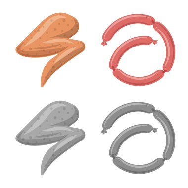 Et ve jambon simge vektör Illustration. Et ve hisse senedi için pişirme vektör ikon koleksiyonu.