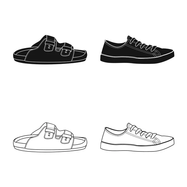 Ilustração vetorial do sinal de sapato e calçado. Coleção de sapato e ícone de vetor de pé para estoque . — Vetor de Stock