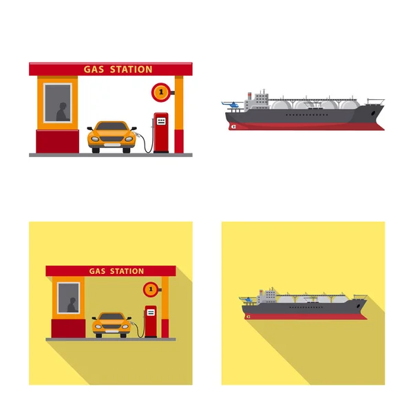 Illustration vectorielle de l'icône du pétrole et du gaz. Ensemble d'illustration vectorielle de stock d'huile et d'essence . — Image vectorielle