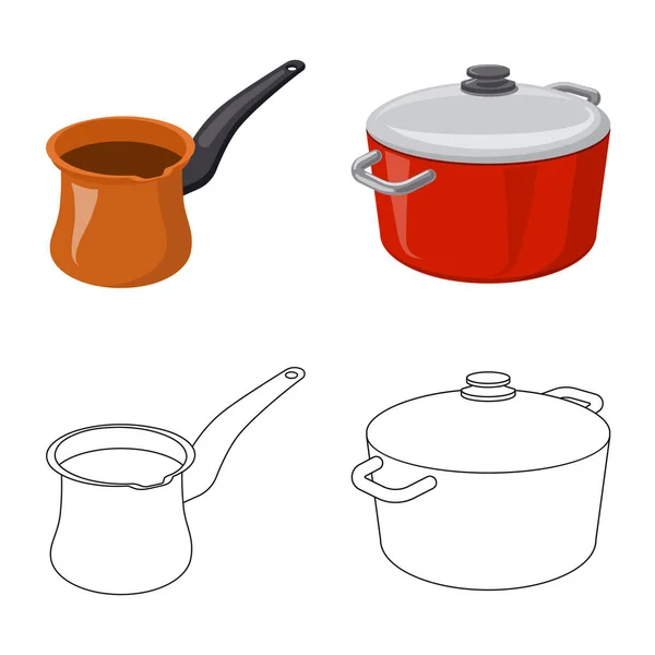 Vector design of kitchen and cook icon. Set of kitchen and appliance stock symbol for web. — Stock Vector