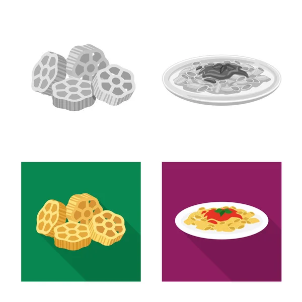 Diseño vectorial de la pasta y el icono de carbohidratos. Set de pasta y macarrones vector icono para stock . — Vector de stock