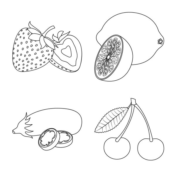 Isolated object of vegetable and fruit icon. Set of vegetable and vegetarian vector icon for stock.