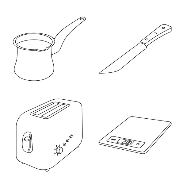 Vektor design av köket och koka tecken. Samling av kök och apparaten lager vektorillustration. — Stock vektor