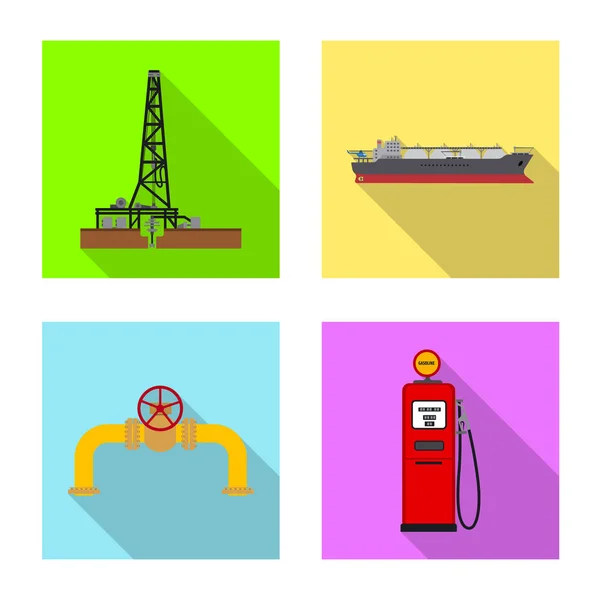 Vector ontwerp van olie en gas logo. Collectie van olie en benzine vector pictogram voor voorraad. — Stockvector