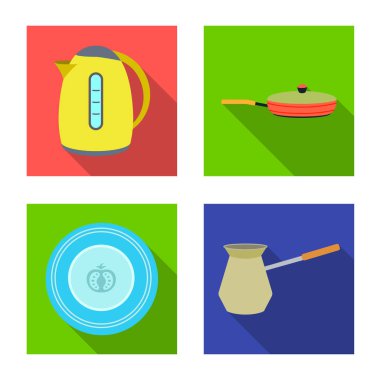 Mutfak ve yemek işaret yalıtılmış nesne. Mutfak ve cihaz hisse senedi vektör çizim topluluğu.