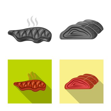 Eti ve jambon sembolü yalıtılmış nesne. Et ve web için hisse senedi simgesi yemek koleksiyonu.