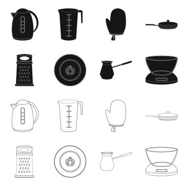 Tasarım mutfak ve aşçı işareti vektör. Web için mutfak ve cihaz hisse senedi simgesi kümesi.