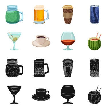 İçki ve bar logo vektör Illustration. Web için içki ve parti hisse senedi simgesi kümesi.