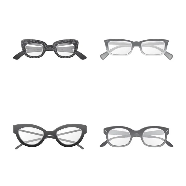 Conception vectorielle de lunettes et symbole de monture. Collection de lunettes et accessoire stock symbole pour web . — Image vectorielle