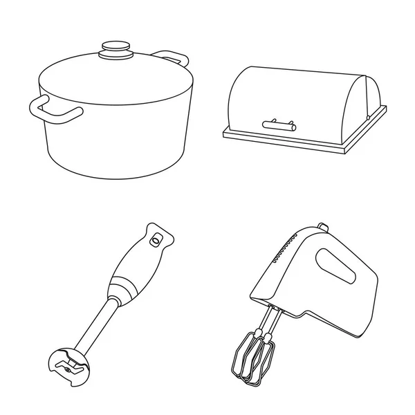 Na białym tle obiekt kuchnia i kucharz logo. Zestaw kuchnia i urządzenia Stockowa ilustracja wektorowa. — Wektor stockowy