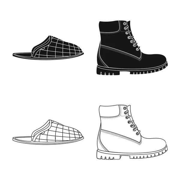 Objeto isolado do logotipo do sapato e calçado. Coleção de calçado e símbolo de estoque de pé de web . — Vetor de Stock