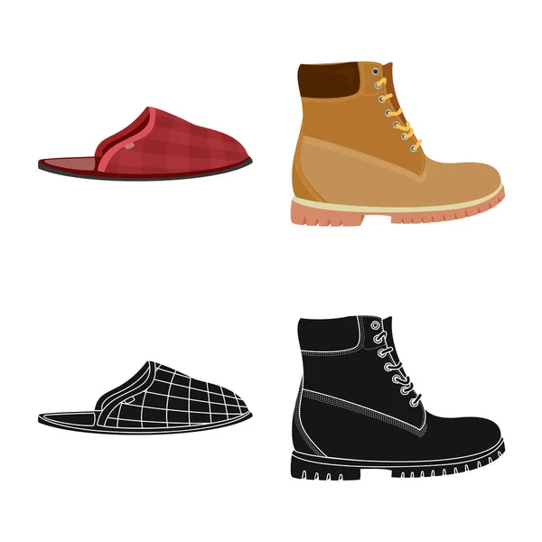 Oggetto isolato di scarpe e logo calzaturiero. Collezione di scarpe e icona vettoriale del piede per magazzino . — Vettoriale Stock