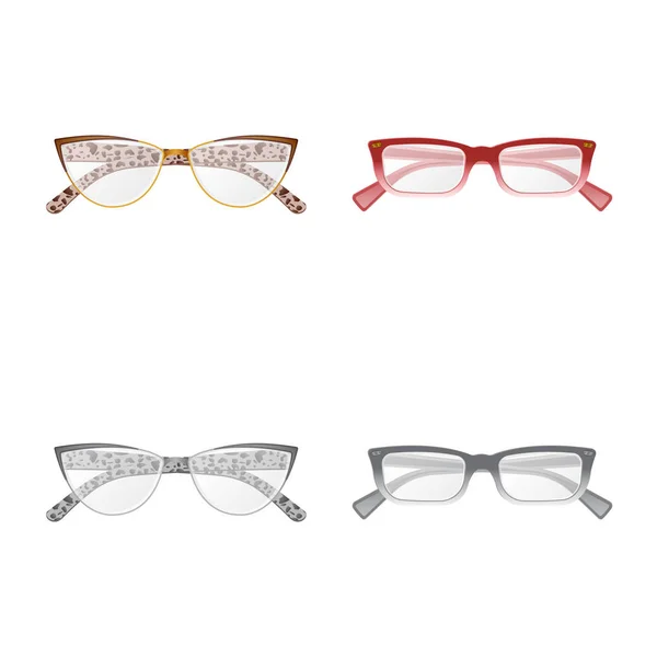 Conception vectorielle de lunettes et de panneaux de monture. Collection de lunettes et accessoires illustration vectorielle de stock . — Image vectorielle