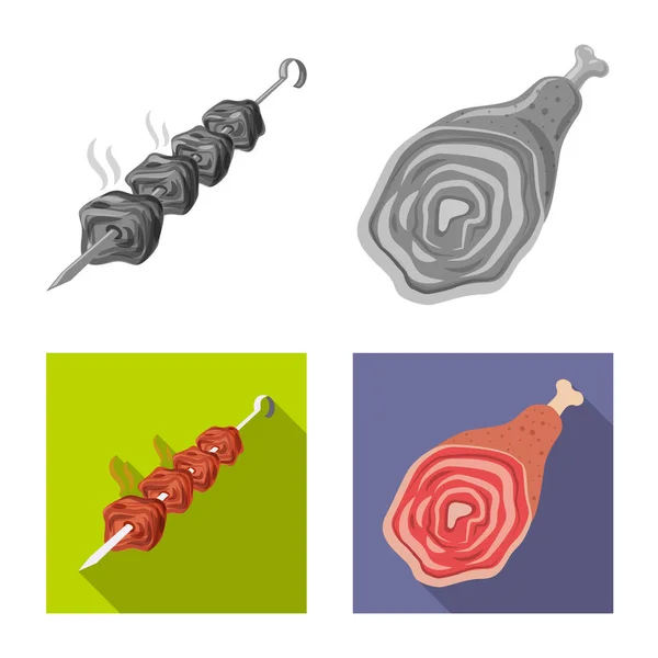 Ізольований об'єкт м'яса та логотипу шинки. Збірка іконки з м'яса та приготування їжі Векторна іконка на складі . — стоковий вектор