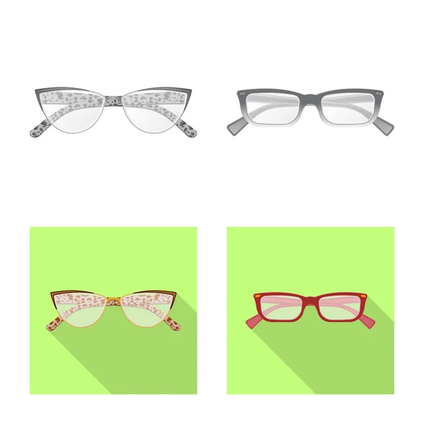 Vector illustration of glasses and frame symbol. Collection of glasses and accessory stock vector illustration. — Stock Vector