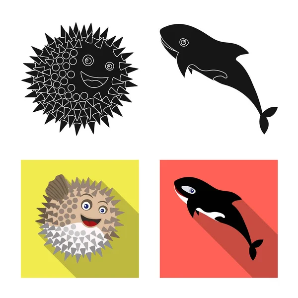 Ilustración vectorial del icono del mar y los animales. Colección de mar y vector marino icono para stock . — Vector de stock
