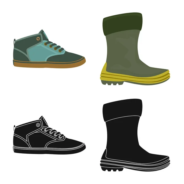 Vektor design av sko och skodon logotyp. Ställ in i skon och fot aktiesymbol för webben. — Stock vektor