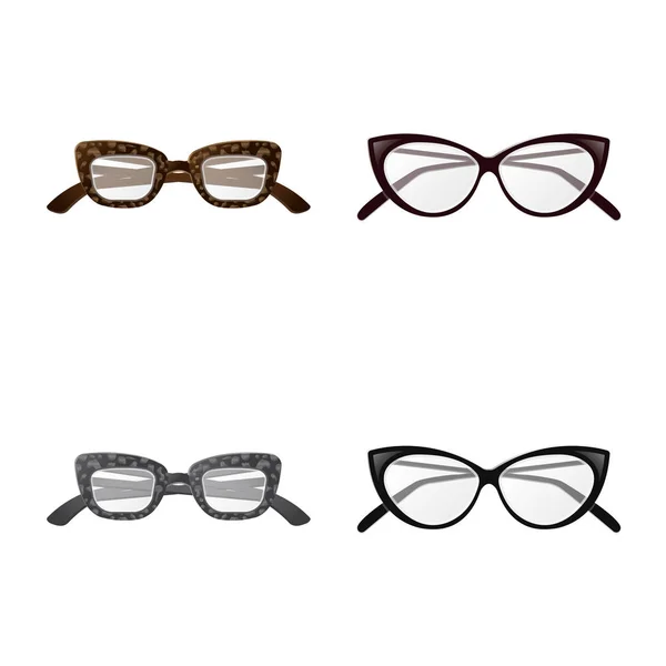 Design vettoriale di occhiali e logo della cornice. Collezione di occhiali e accessori stock illustrazione vettoriale . — Vettoriale Stock
