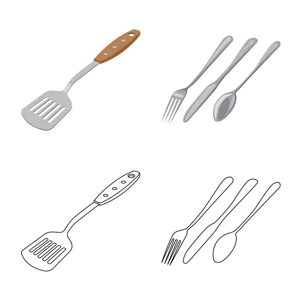 Vektor-Illustration von Küche und Koch-Symbol. Sammlung von Küchen- und Haushaltsvektorsymbolen für den Vorrat. — Stockvektor
