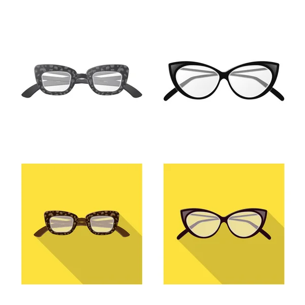 Ilustración vectorial de gafas y símbolo del marco. Colección de gafas y símbolo de stock accesorio para web . — Vector de stock