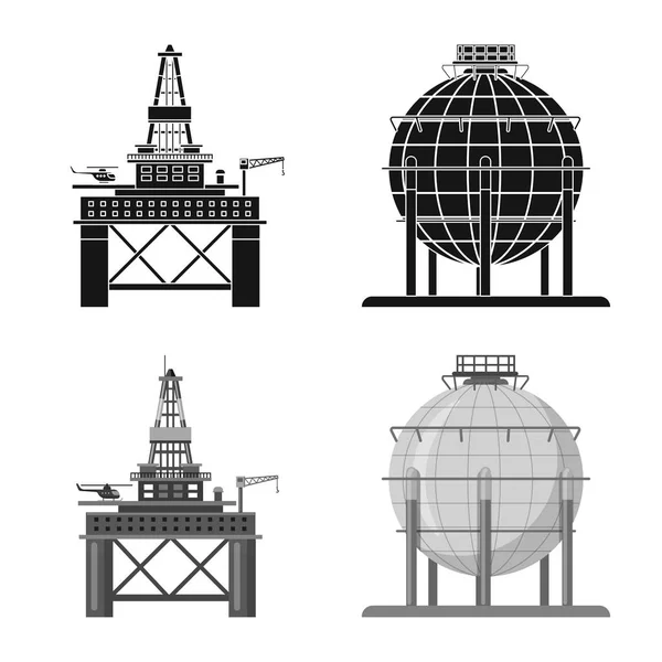 Изолированный Объект Нефтегазового Знака Сбор Векторной Иллюстрации Запасов Нефти Бензина — стоковый вектор