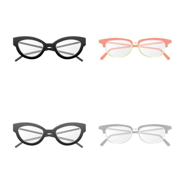 Objeto isolado de óculos e ícone de moldura. Conjunto de óculos e ilustração de vetor de estoque acessório . —  Vetores de Stock