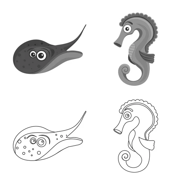 Objet isolé de la mer et de l'animal icône. Collection d'icône vectorielle marine et marine pour le stock . — Image vectorielle