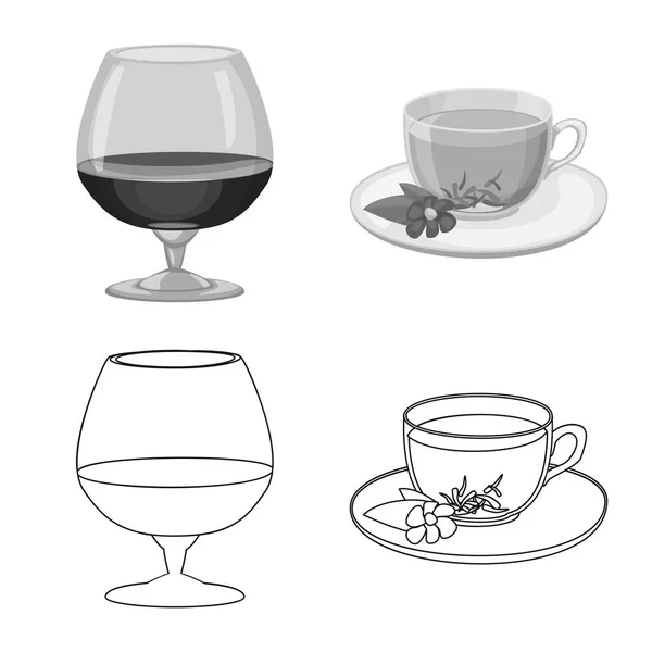 Objeto isolado de bebida e sinal de bar. Conjunto de bebida e festa ilustração vetor estoque . — Vetor de Stock