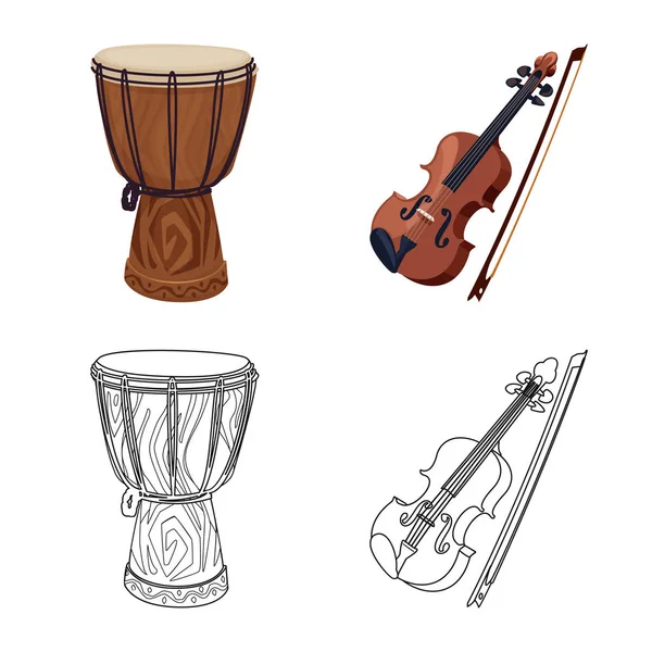 音乐和曲调符号的矢量设计 网络音乐和工具股票符号集 — 图库矢量图片