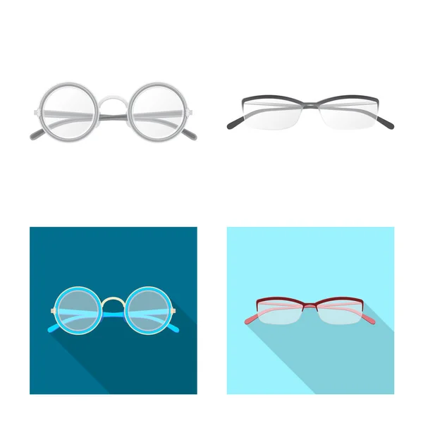 Conception vectorielle de lunettes et symbole de monture. Jeu de lunettes et accessoire stock symbole pour web . — Image vectorielle