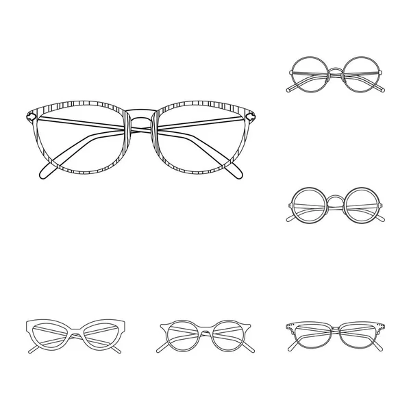 メガネのデザインをベクトルし サインをフレームします メガネとアクセサリー Web 株式記号のセット — ストックベクタ