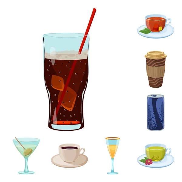 Objek minuman yang terisolasi dan simbol bar. Collection of drink and party stock symbol for web . - Stok Vektor