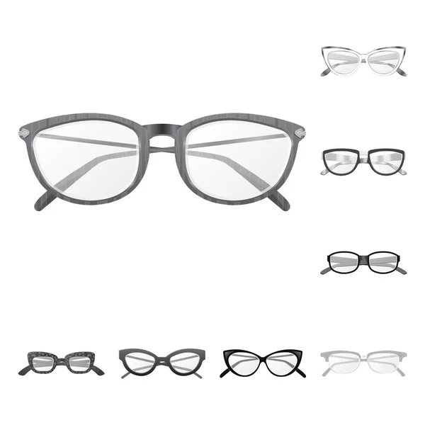 Isolated object of glasses and frame logo. Collection of glasses and accessory vector icon for stock. — Stock Vector