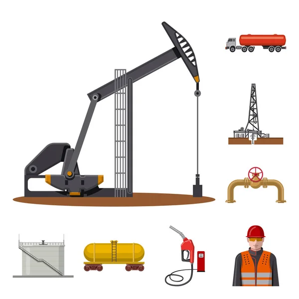 Vector design of oil and gas icon. Set of oil and petrol stock symbol for web. — Stock Vector