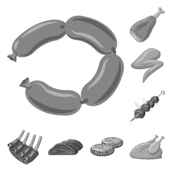 Ilustracja wektorowa logo mięso i szynka. Kolekcja mięsa i gotowania symbol giełdowy dla sieci web. — Wektor stockowy