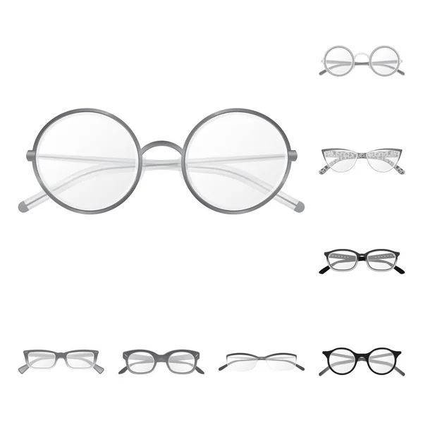 Objet isolé de lunettes et symbole de monture. Jeu de lunettes et accessoire stock symbole pour web . — Image vectorielle