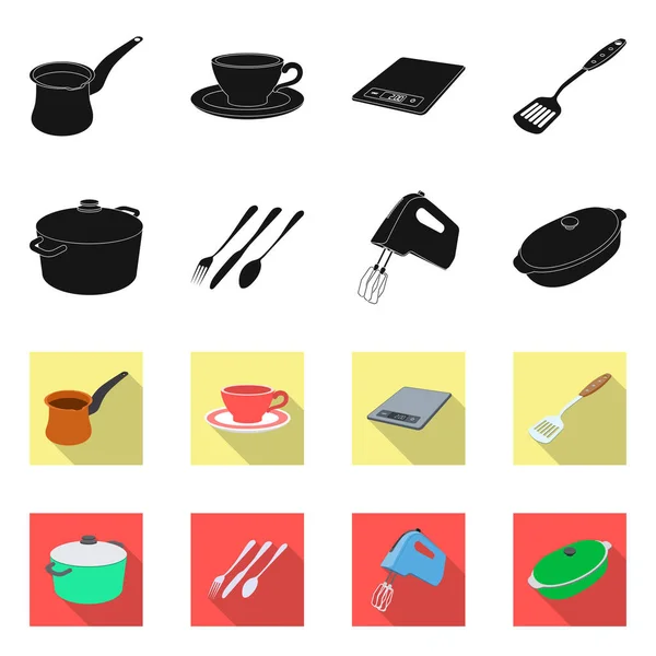Illustrazione vettoriale di cucina e cuoco simbolo. Set di illustrazione vettoriale cucina ed elettrodomestici . — Vettoriale Stock